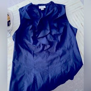Anne Taylor LOFT ruffle front sleeveless top